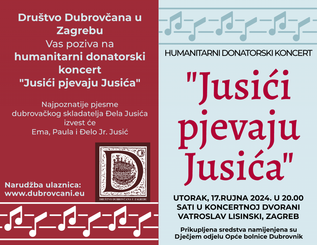 &lt;p&gt;Humanitarni donatorski koncert u Lisinskom Jusići pjevaju Jusića&lt;/p&gt;