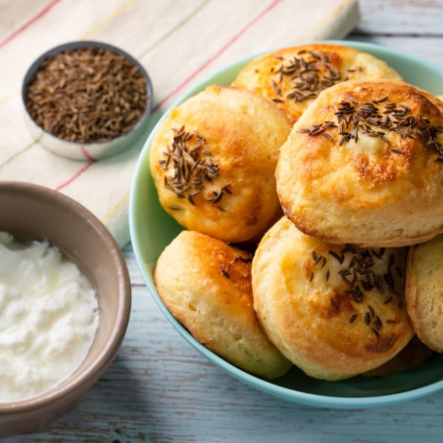 &lt;p&gt;Close up on Cheese Bannocks in plate on rustic wood table copy space&lt;/p&gt;