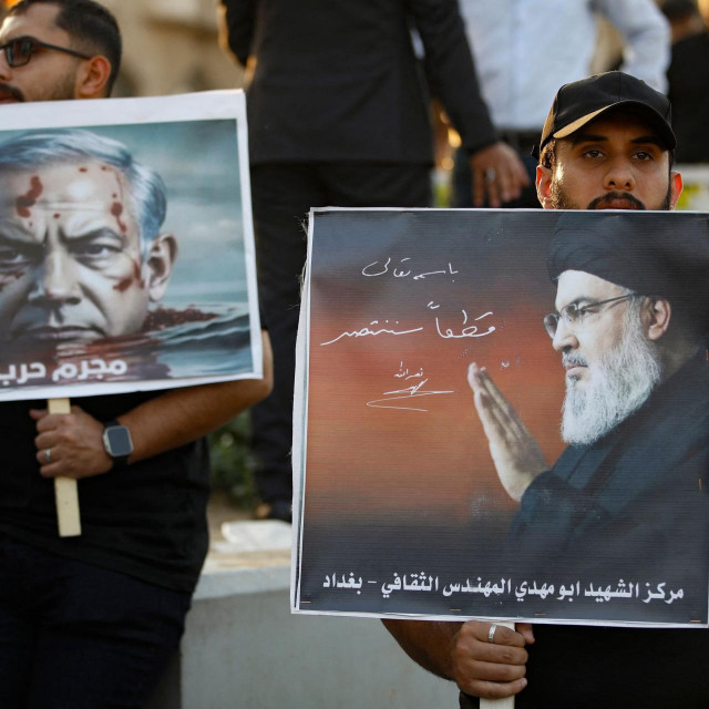 &lt;p&gt;Benjamin Netanyahu i Hassan Nasrallah na plakatima&lt;/p&gt;