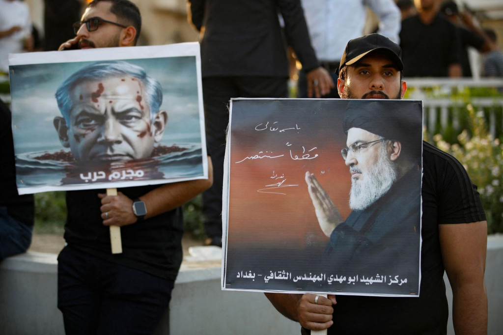 &lt;p&gt;Benjamin Netanyahu i Hassan Nasrallah na plakatima&lt;/p&gt;