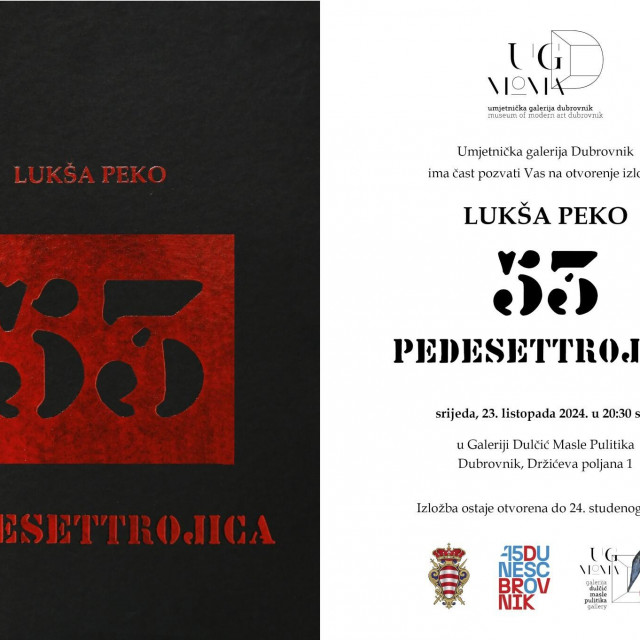 &lt;p&gt;Izložba Lukše Peka 53- PEDESETTROJICA&lt;br&gt;
&lt;br&gt;
u Galeriji Dulčić Masle Pulitika&lt;/p&gt;