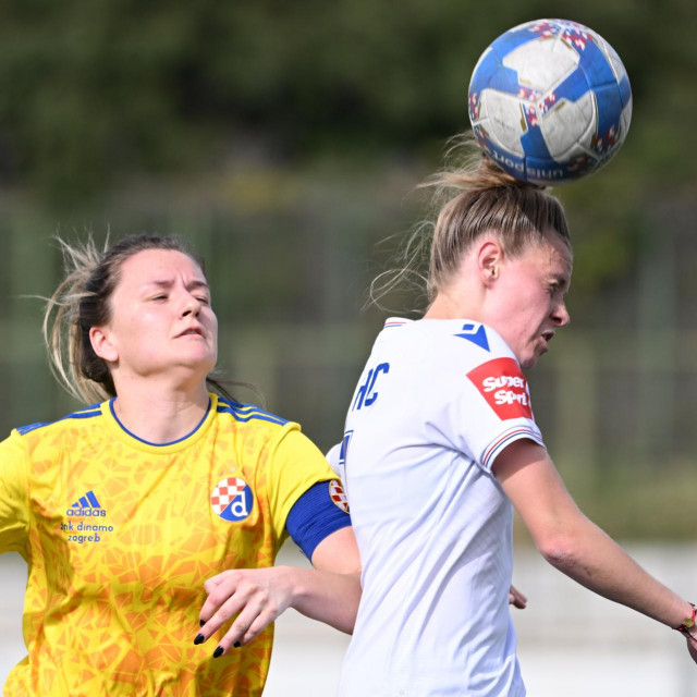 &lt;p&gt;Nogometašica Hajduka Janja Čanjevac u skoku u prošlosezonskom derbiju s Dinamom Ante Čizmić/Cropix&lt;/p&gt;