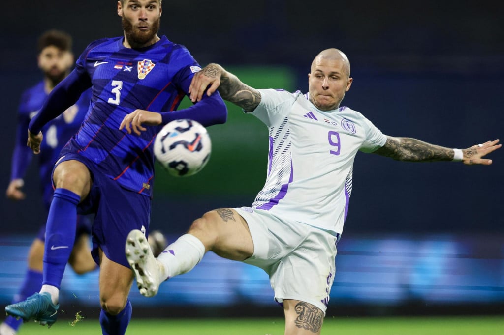 &lt;p&gt;Croatia‘s defender #03 Duje Caleta-Car fights for the ball with Scotland‘s forward #09 Lyndon Dykes during the UEFA Nations League, League A Group A1 football match between Croatia and Scotland at the Maksimir Stadium in Zagreb on October 12, 2024. (Photo by DAMIR SENCAR/AFP)&lt;/p&gt;