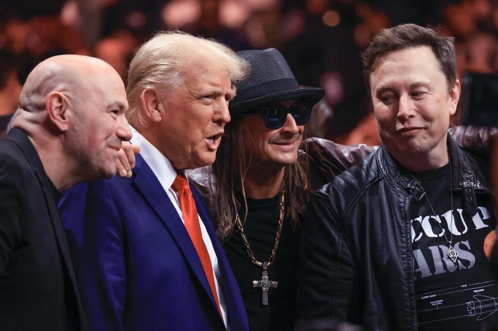 &lt;p&gt;Joe Rogan, Donald Trump, kid Rock i Elon Musk&lt;/p&gt;