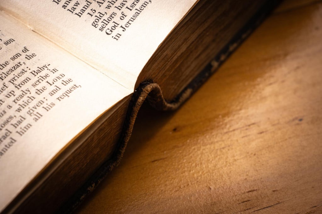 &lt;p&gt;Vintage Holy Bible, opened on a study table.&lt;/p&gt;