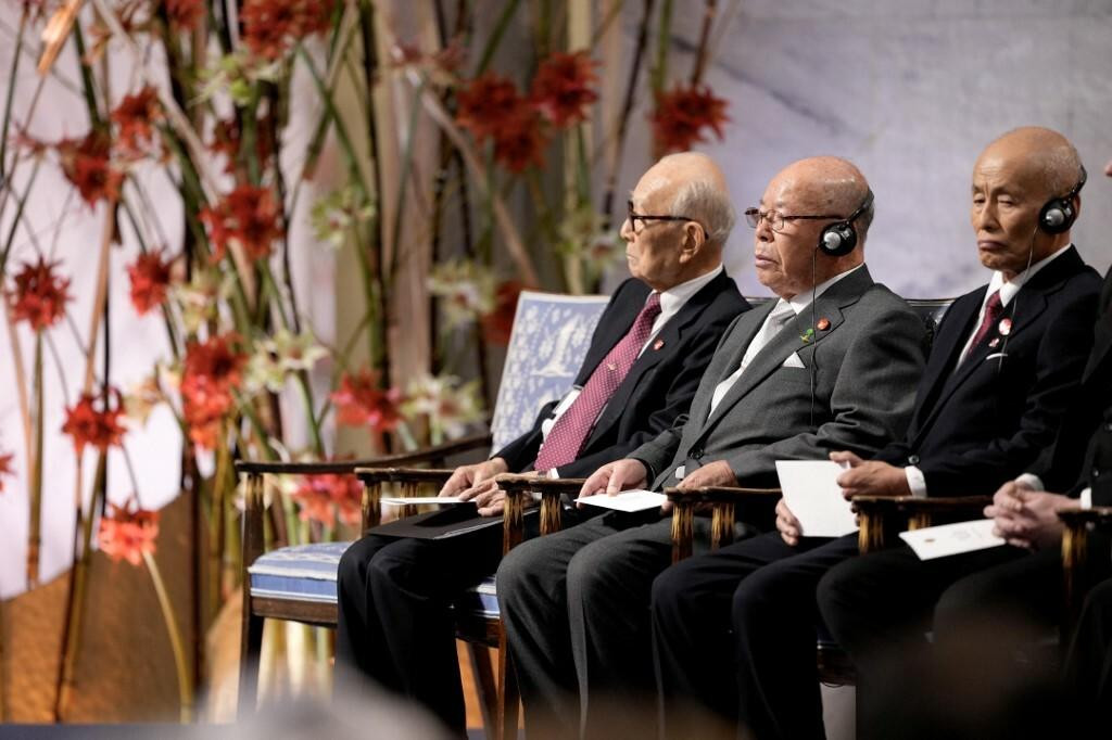 &lt;p&gt;(L-R) The representatives of the 2024 Nobel Peace Prize winner Japan‘s atomic bomb survivors‘ group Nihon Hidankyo, Terumi Tanaka, Shigemitsu Tanaka and Toshiyuki Mimaki attend the Nobel Peace Prize award ceremony at the Oslo City Hall in Oslo, Norway on December 10, 2024. the Nobel Peace Prize on December 10, 2024 but, after years of anti-nuclear campaigning and showing the world their scars, they still retain the painful memories of the discrimination they have faced. (Photo by Heiko Junge/NTB/AFP)/Norway OUT&lt;/p&gt;