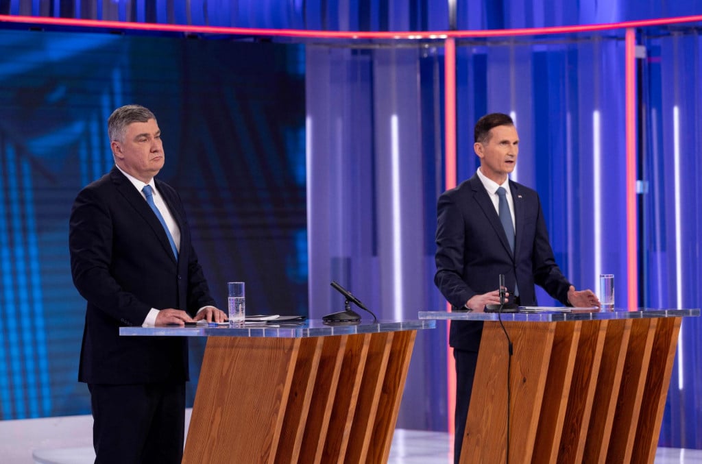 &lt;p&gt;Croatia‘s outgoing President and Social Democratic Party (SDP) presidential candidate Zoran Milanovic (L) and presidential candidate of Croatian Democratic Union (HDZ) Dragan Primorac (R) take part in a TV Debate on Croatian National Television (HRT) in Zagreb, on January 7, 2025. Croatia‘s President Zoran Milanovic will face conservative rival Dragan Primorac in an election run-off on January 12, 2025 after the incumbent narrowly missed out an outright victory on Sunday, official results showed. (Photo by DAMIR SENCAR/AFP)&lt;/p&gt;