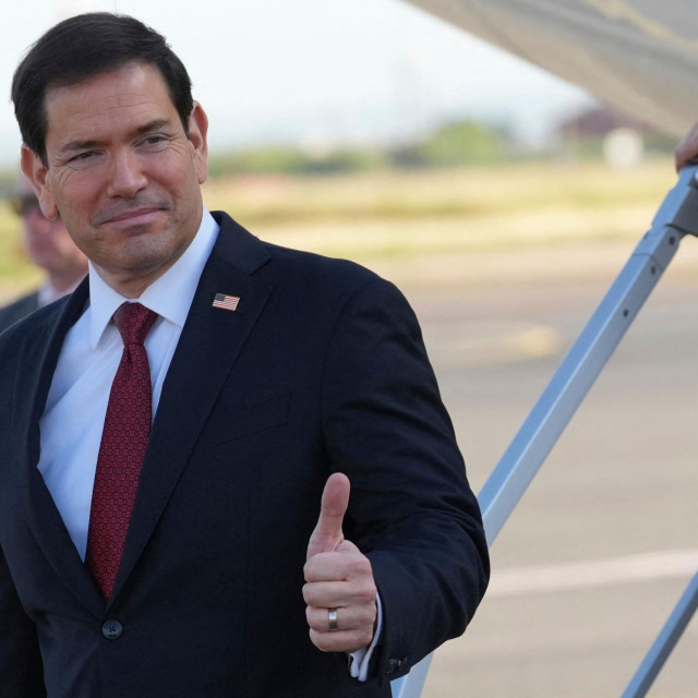 <p>US Secretary of State Marco Rubio arrives at the Rome�s Ciampino airport for a two-day visit to Italy and the Vatican, on May 7, 2026. America&lsquo;s top diplomat, Marco Rubio, will visit the first US pope, Leo XIV, seeking to ease tensions between Washington and the Vatican while also promoting President Donald Trump&lsquo;s interests. (Photo by Andrew Medichini/POOL/AFP)</p>