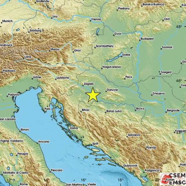 <p>Prikaz epicentra potresa kod Siska<br>
&nbsp;</p>