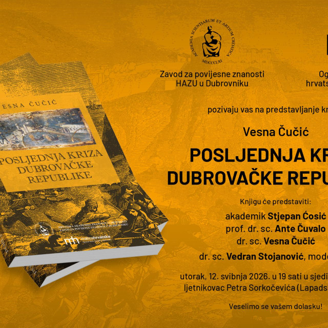 <p>Predstavljanje knjige Vesne Čučić: Posljednja kriza Dubrovačke Republike</p>