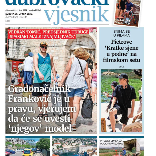 <p>Naslovnica novog broja Dubrovačkog vjesnika</p>