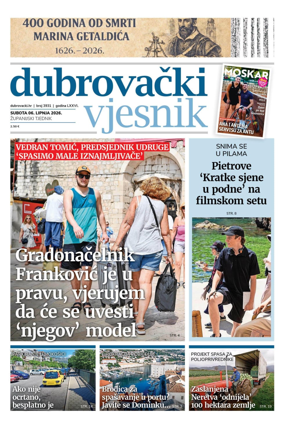 <p>Naslovnica novog broja Dubrovačkog vjesnika</p>