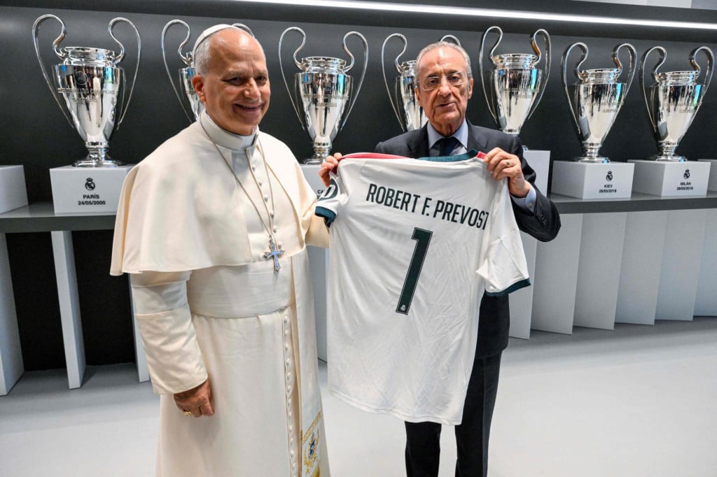 <p>Papa Lav XIV. i Florentino Perez</p>