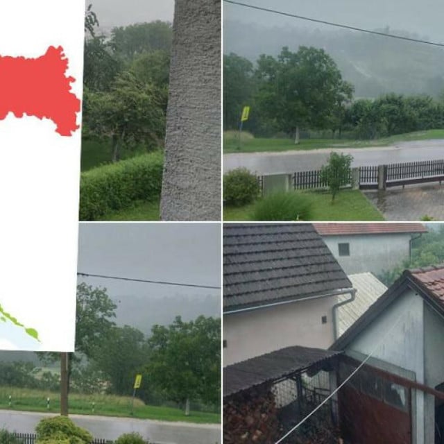 <p>Prizor nevremena kod Novog Marofa i karta upozorenja DHMZ-a</p>