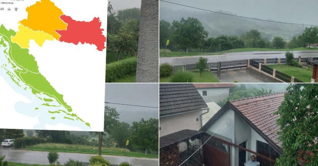 <p>Prizor nevremena kod Novog Marofa i karta upozorenja DHMZ-a</p>