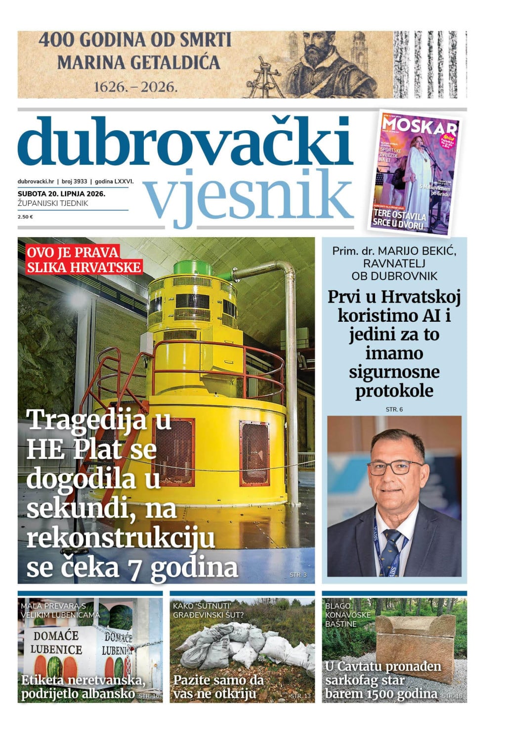 <p>Naslovnica novog broja tjednika Dubrovački vjesnik</p>