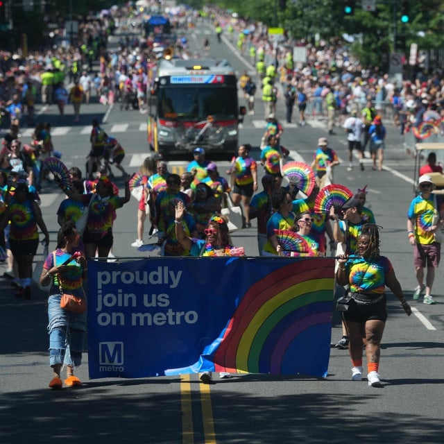 <p>Parade-goers participate in the annual Capital Pride Parade in Washington, DC, on June 20, 2026.&nbsp; (Photo by Ken Cedeno/AFP)</p>