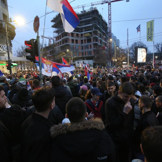 <p>Masovni studentski protuvladin prosvjed 15. ožujka 2025.,&nbsp;potaknut tragedijom u Novom Sadu</p>
