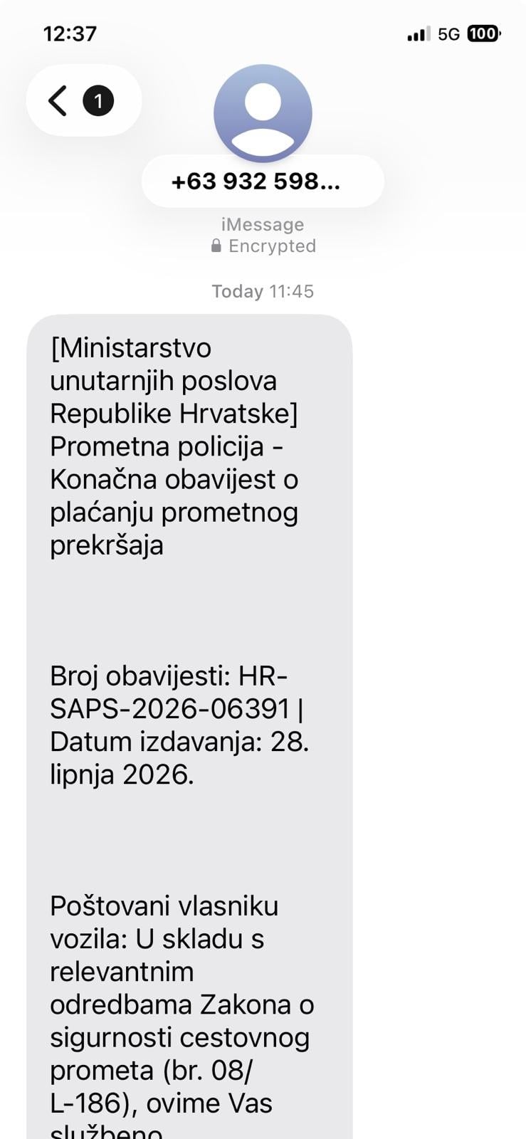 Prevara: s ovog filipinskog broja stižu poruke MUP-a RH o obveznom plaćanju kazne