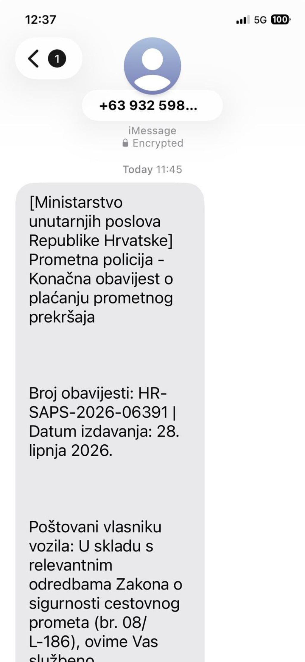 <p>lazna sms poruka</p>