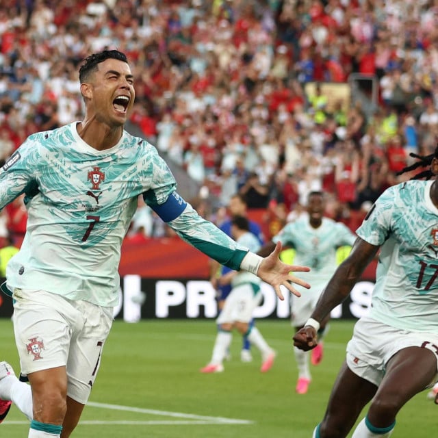 <p>TOPSHOT - Portugal&lsquo;s forward #07 Cristiano Ronaldo celebrates after scoring his team&lsquo;s first goal from the penalty spot during the 2026 World Cup round of 32 football match between Portugal and Croatia at the Toronto Stadium in Toronto on July 2, 2026. (Photo by Cole Burston/AFP)</p>