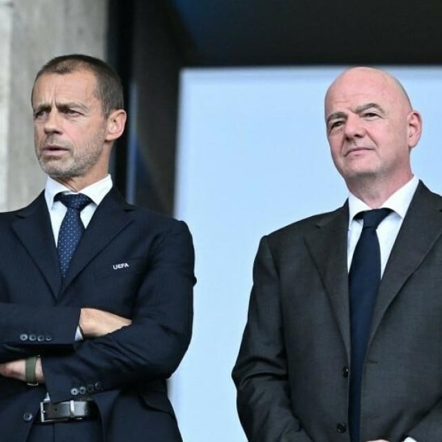 <p>Aleksander Čeferin i Gianni Infantino</p>