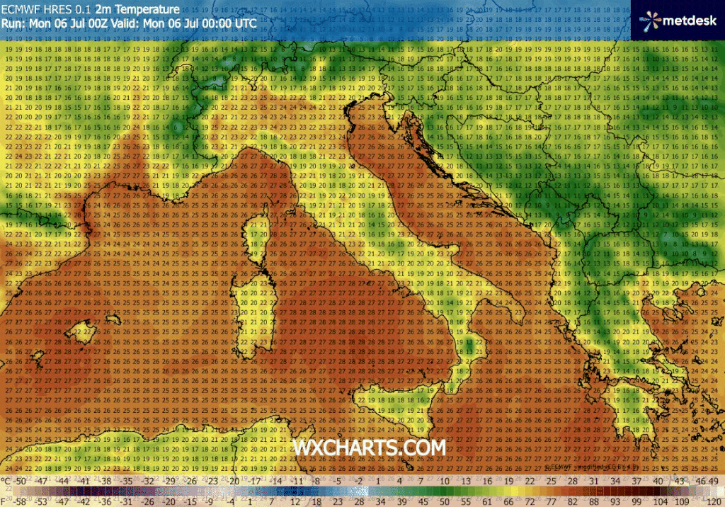 <p>Normalne ljetne temperature zraka, bez ekstrema</p>