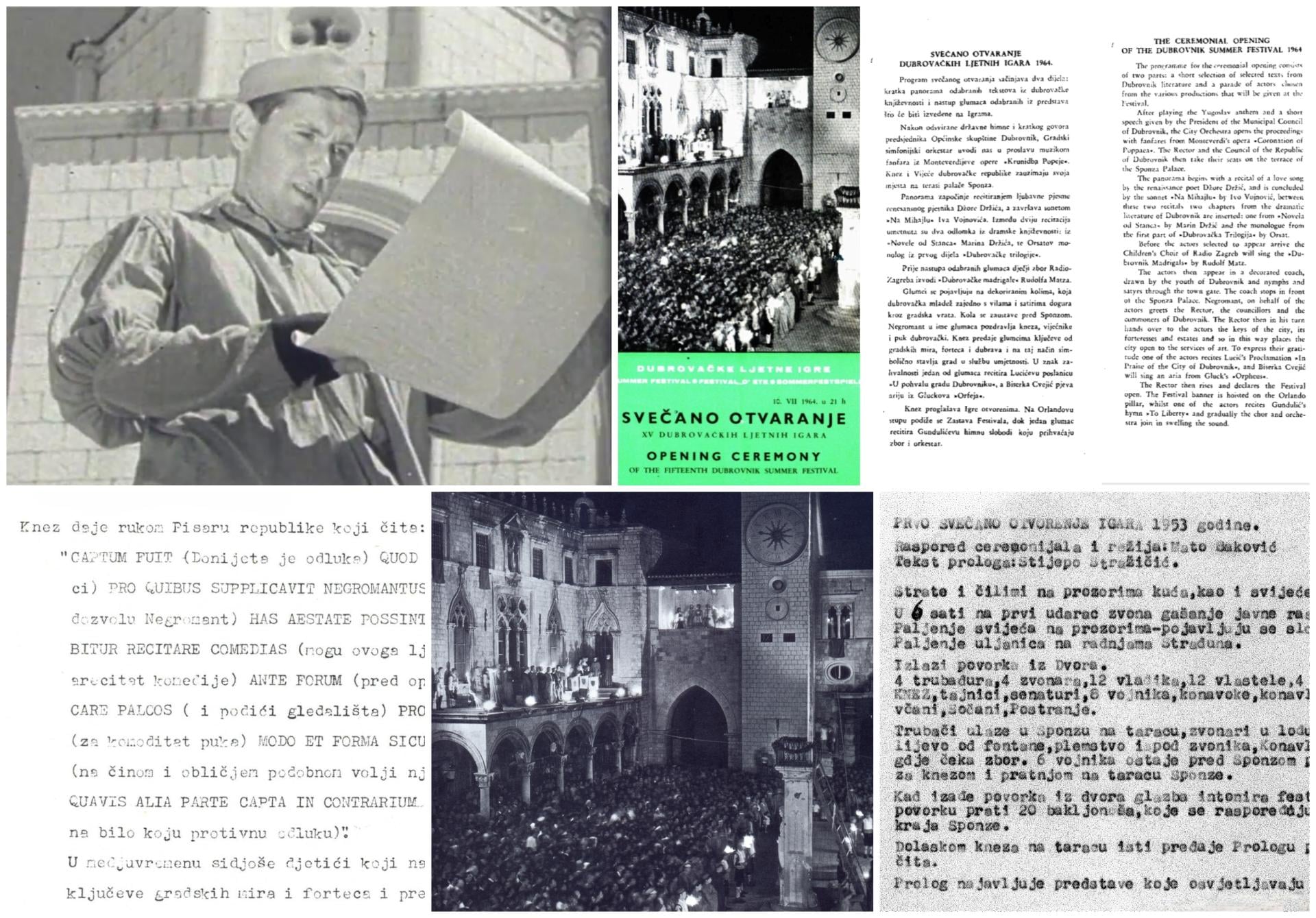 Dva strojopisna Otvaranja otkrivaju kako je izgledala prva svečana ceremonija 1953. i kako je 1965. dobila elemente koje i danas znamo