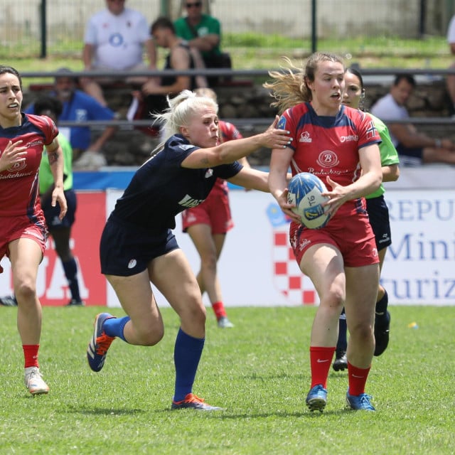 <p>Turnir Europskog prvenstva Trophy divizije u ragbiju 7 koji se u lipnju održavao u Makarskoj<br>
Na fotografiji: utakmica Hrvatska - Norve&scaron;ka</p>