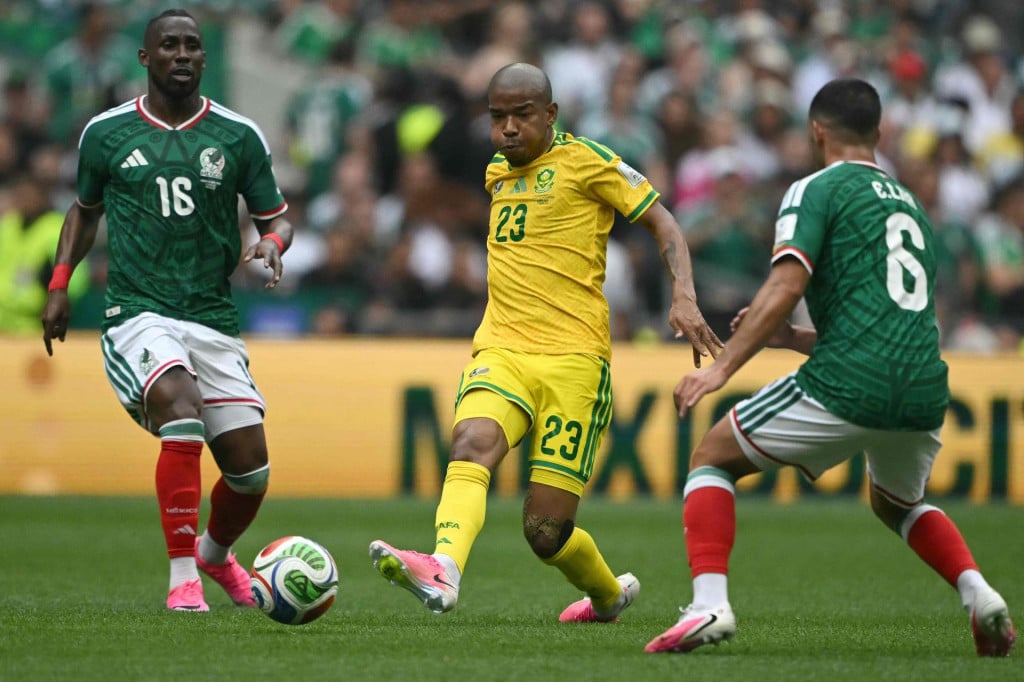 <p>(FILES) Mexico&lsquo;s forward #16 Julian Quinones, South Africa&lsquo;s midfielder #23 Jayden Adams and Mexico&lsquo;s midfielder #06 Erik Lira during the 2026 World Cup Group A football match between Mexico and South Africa at the Mexico City Stadium in Mexico City on June 11, 2026. South African midfielder Jayden Adams, who represented his country at the ongoing World Cup, died on July 11, 2026 at the age of 25, Sports Minister Gayton McKenzie said. The minister did not disclose a cause of death. Police said they had opened an investigation after the body of a 25-year-old man was found at a house in Schotschekloof, a suburb in central Cape Town. (Photo by CARL DE SOUZA/AFP)</p>