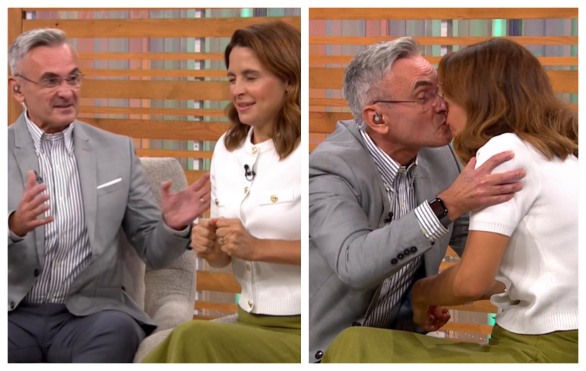 VIDEO Jeste ovo vidjeli? Davor Meštrović iznenadio Doris Pinčić poljupcem u emisiji uživo: ‘Šokirat ću sve!‘