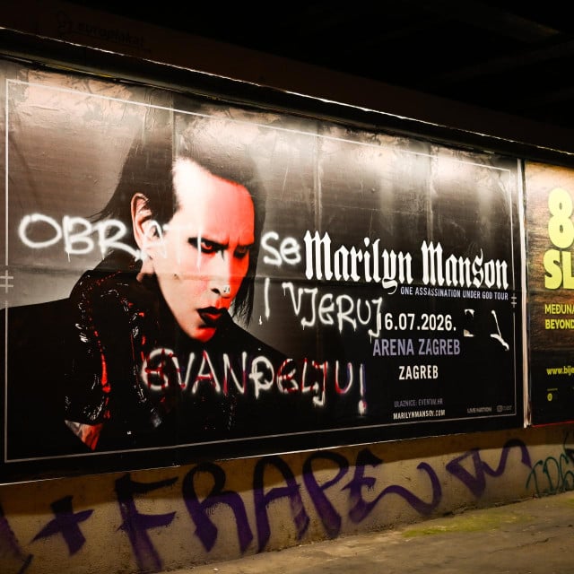<p>Pre&scaron;aran plakat za koncert Marilyna Mansona u Areni</p>