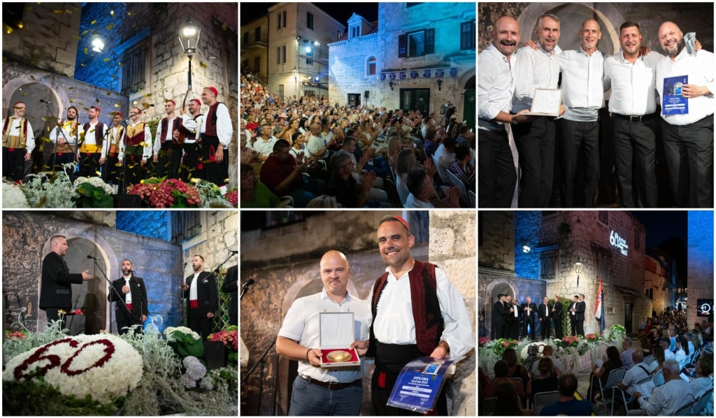 <p>Nakon gotovo dvosatnog vokalnog spektakla, zlatni &scaron;tit, prva nagrada žirija pripala je klapi Ka&scaron;e. Dubrovčani su osvojili i brončani leut po izboru publike, koja im nakon progla&scaron;enja pobjednika nije dala da odu s pozornice</p>
