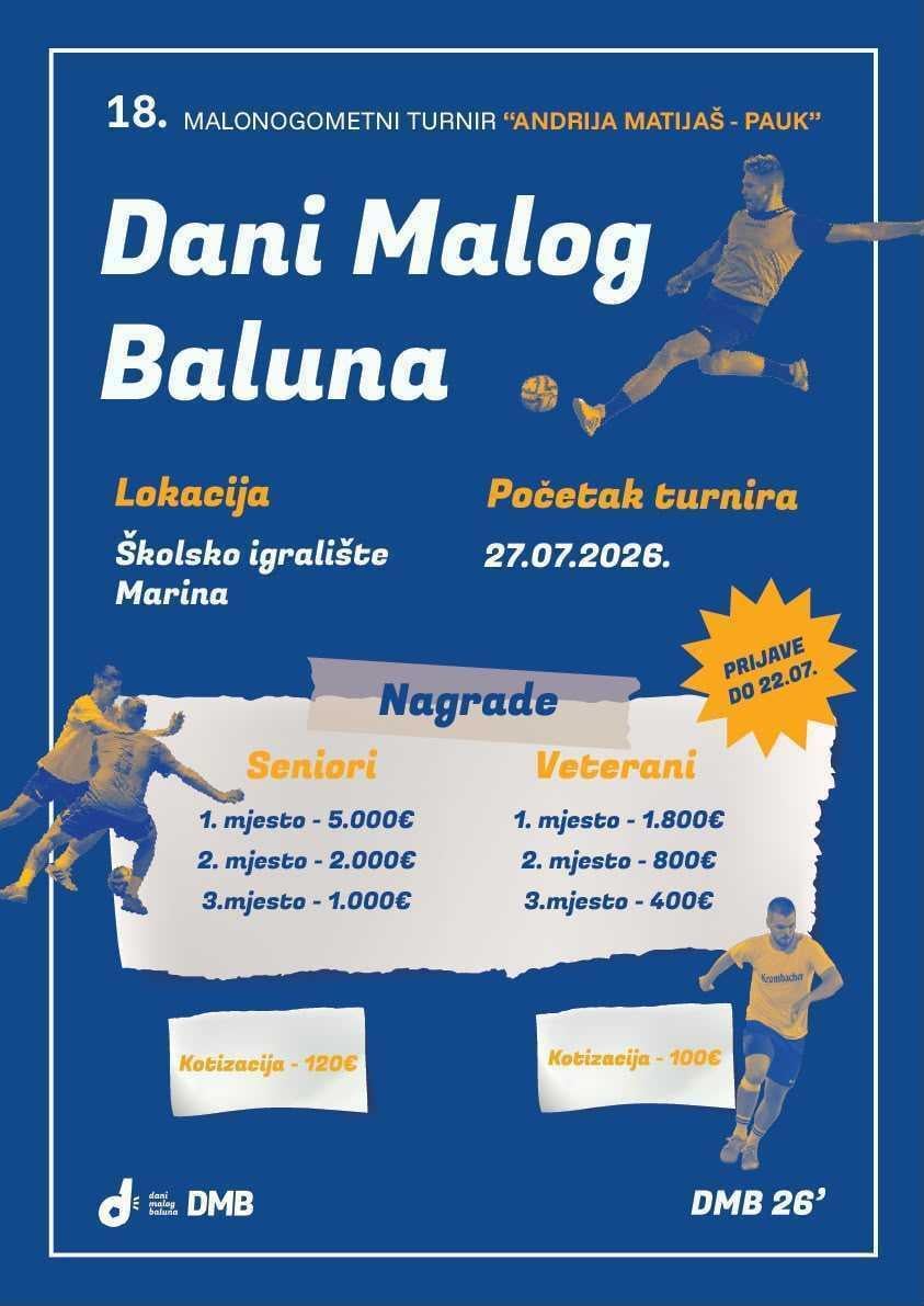 Uskoro kreće Memorijalni malonogometni turnir Andrija Matijaš - Pauk, prijave su moguće još samo danas