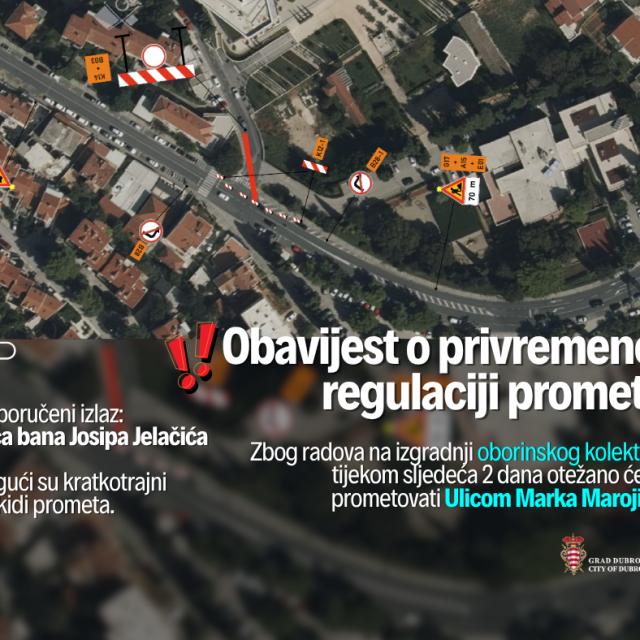 <p>Privremena prometna regulacija u Ulici Marka Marojice</p>