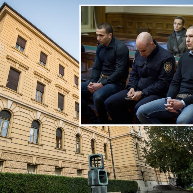 <p>Zgrada Županijskog suda u &Scaron;ibeniku: Andrija Perković (desno) i Antonio Goreta (krajnje lijevo)&nbsp;na suđenju</p>