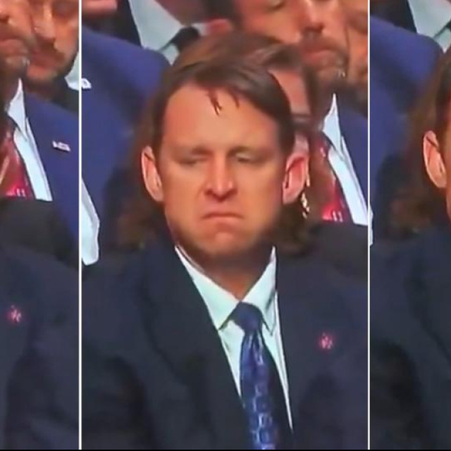 <p>Mu&scaron;karac živopisnog izraza lica koji je sjedio iza Trumpa<br>
&nbsp;</p>