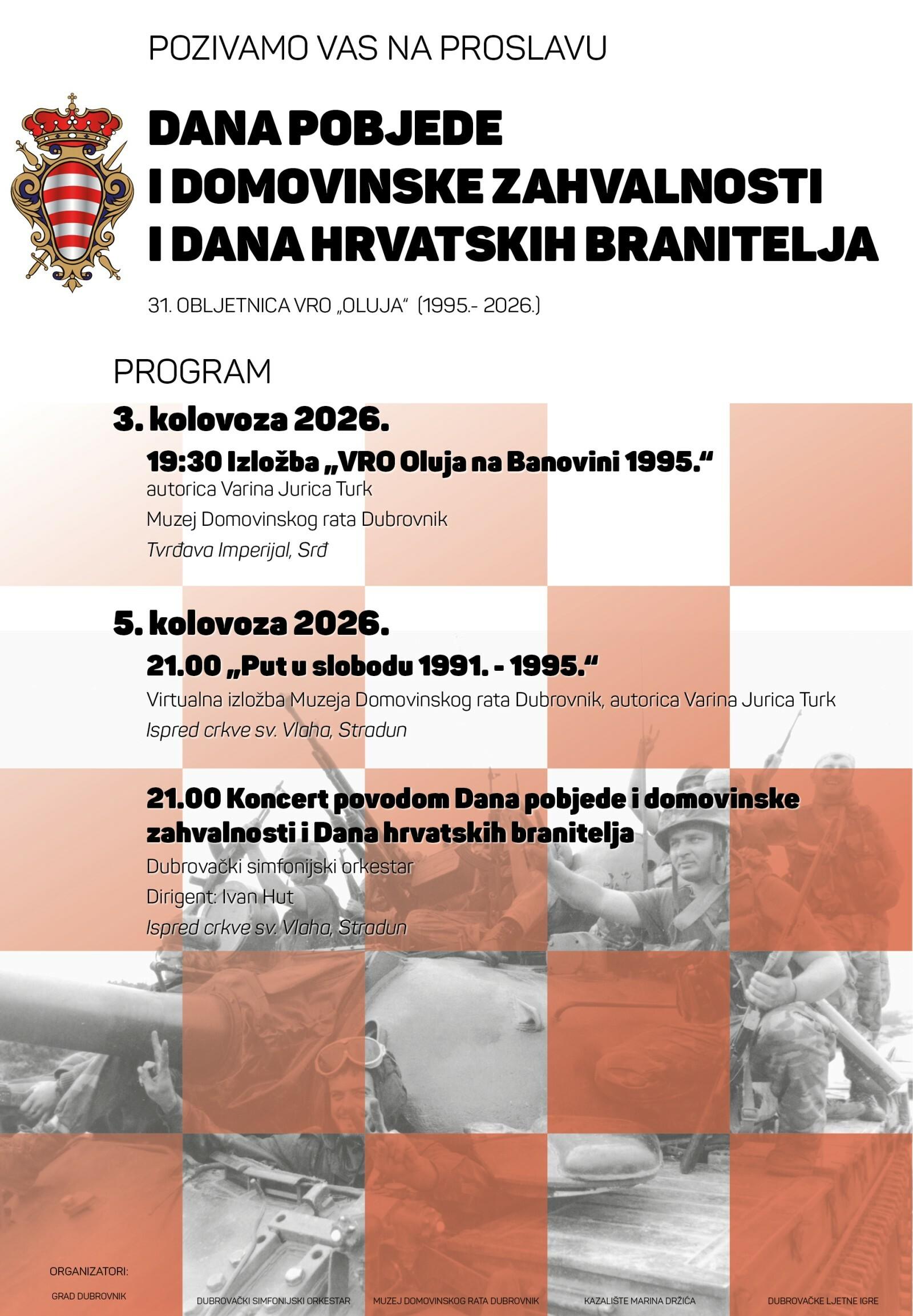 Proslava Dana pobjede i domovinske zahvalnosti, Dana hrvatskih branitelja i i 31. obljetnice VRO Oluja u Dubrovniku