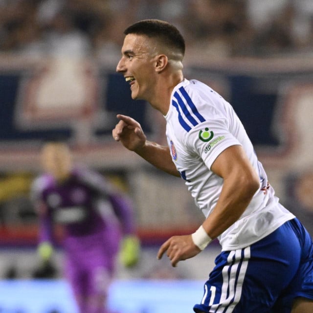 <p>Split, 230726.<br>
Stadion Poljud.<br>
Utakmica 2. pretkola Europske lige, Hajduk - Pafos.<br>
Na fotografiji: Michele Sego, strijelac pogotka za 1:0.<br>
