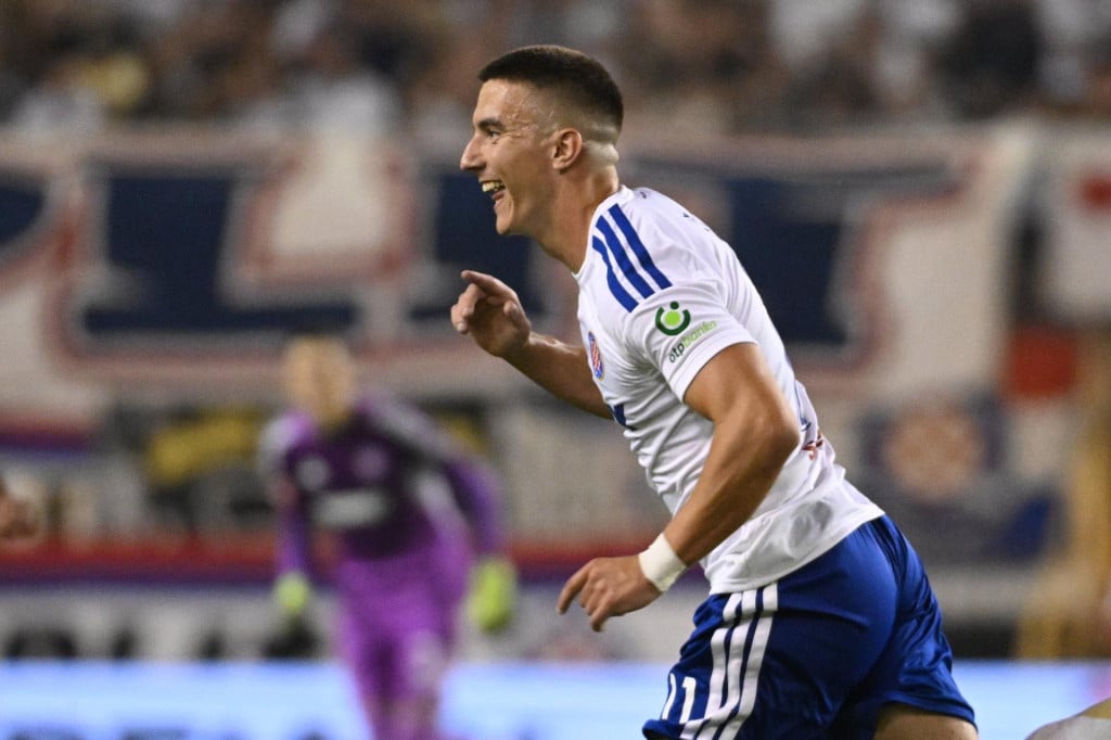 <p>Split, 230726.<br>
Stadion Poljud.<br>
Utakmica 2. pretkola Europske lige, Hajduk - Pafos.<br>
Na fotografiji: Michele Sego, strijelac pogotka za 1:0.<br>