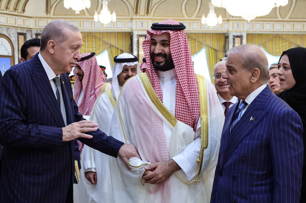 <p>Recep Tayyip Erdogan,&nbsp;Mohammed bin Salman, Shehbaz Sharif&nbsp;</p>