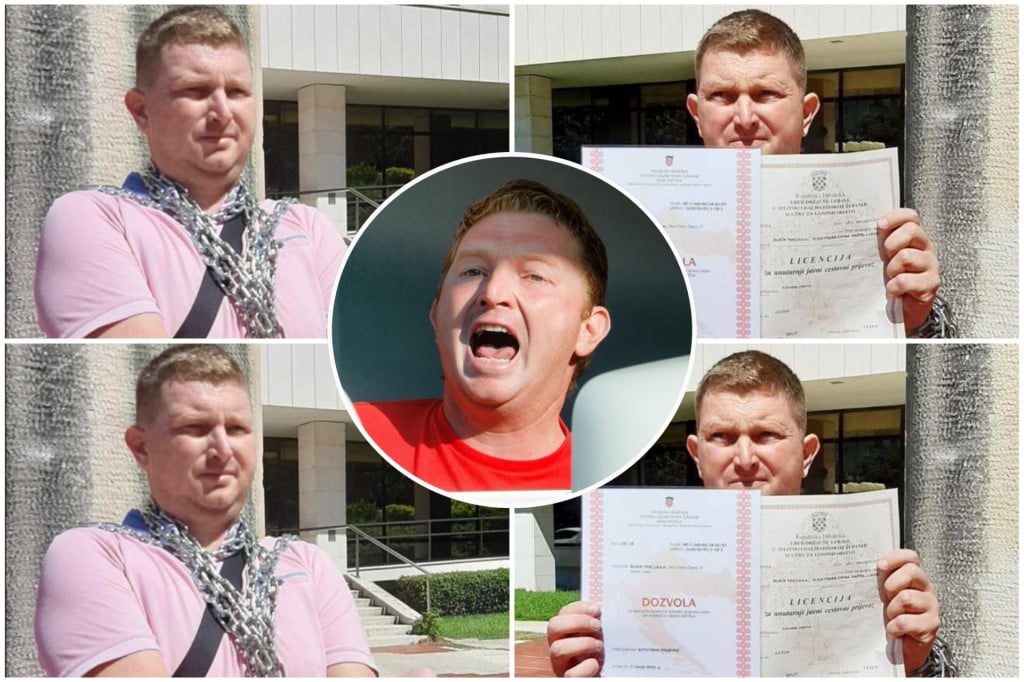 <p>Silvijo Knežević prosvjedovao je vezan lancima pred sudom u Splitu smatrajući kako zakoni nisu dobri</p>