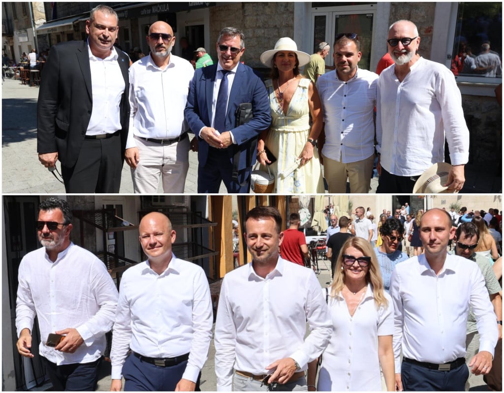 <p>HDZ ekipa (gore), SDP-ova dolje</p>
