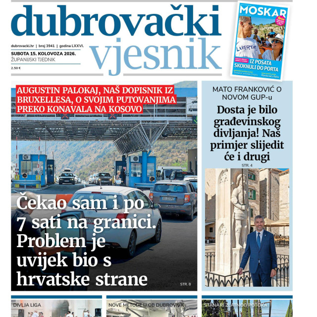 <p>Naslovnica novog broja županijskog tjednika Dubrovački vjesnik</p>