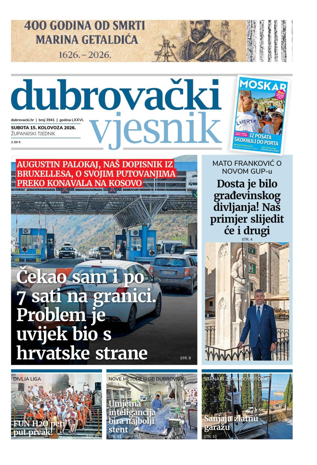 <p>Naslovnica novog broja županijskog tjednika Dubrovački vjesnik</p>
