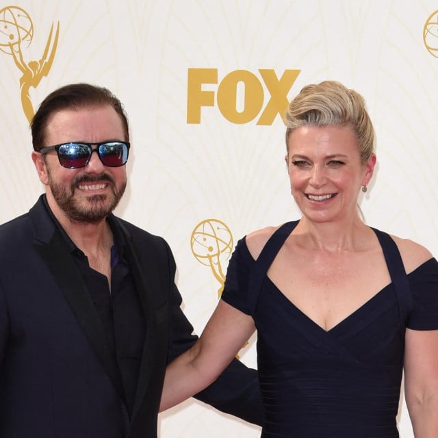 <p>Ricky Gervais i&nbsp;Jane Fallon&nbsp;</p>