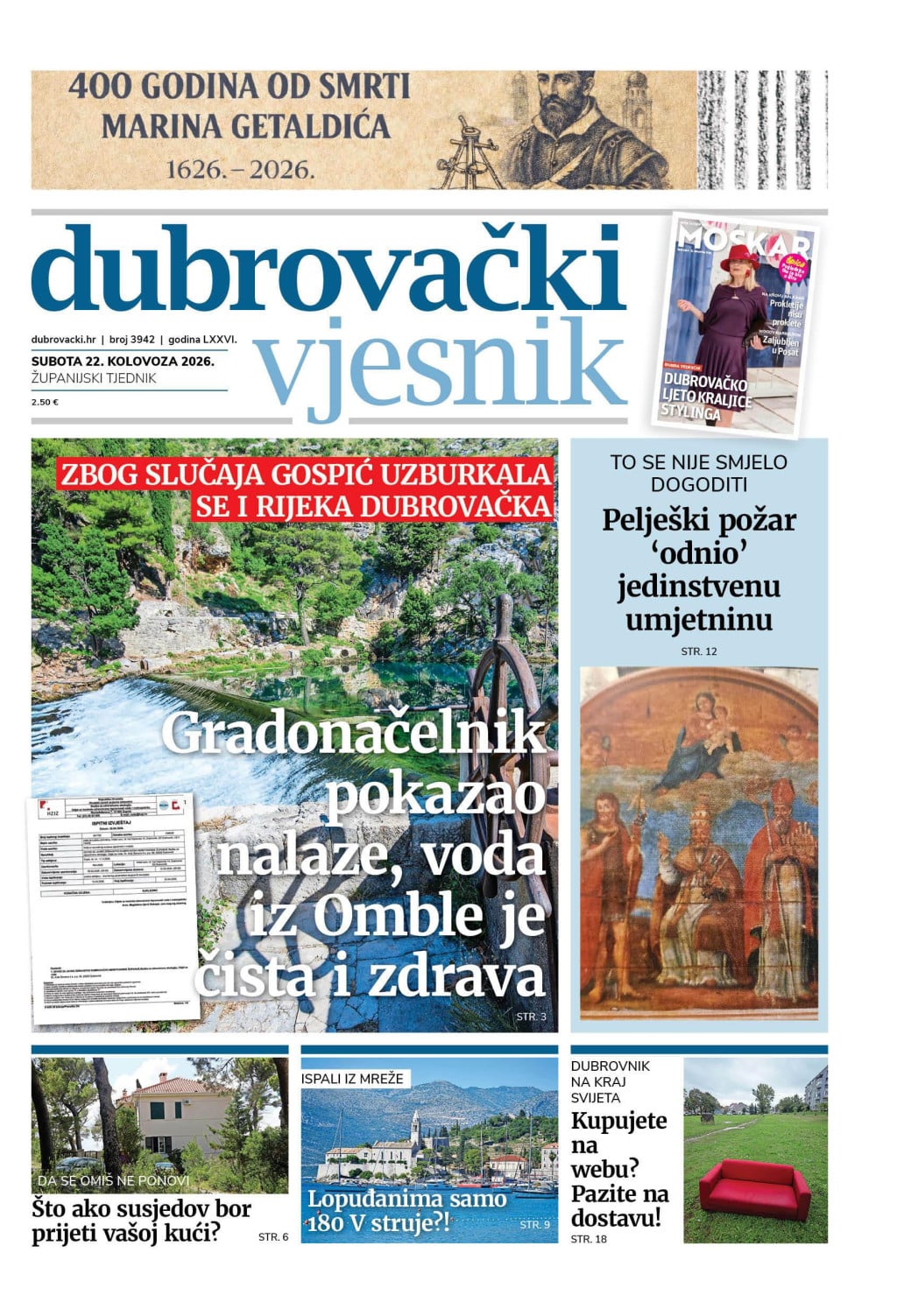<p>Naslovnica novog broja Dubrovačkog vjesnika</p>