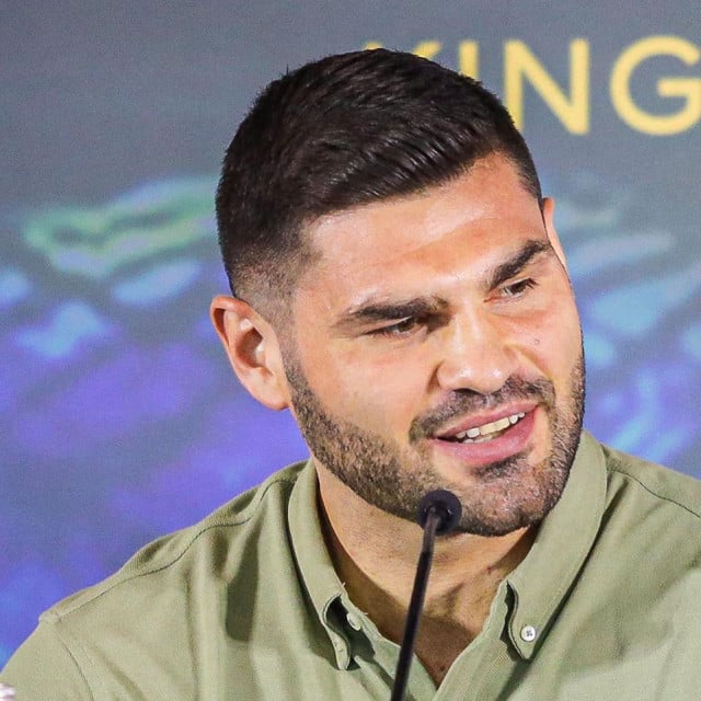 <p>JEDDAH, SAUDI ARABIA - AUGUST 17: Filip Hrgovic of Croatia holds a press conference ahead of &lsquo;Rage on the Red Sea&lsquo; boxing competitions in Jeddah, Saudi Arabia on August 17, 2022. Ayman Yaqoob/Anadolu Agency (Photo by Ayman Yaqoob/ANADOLU AGENCY/Anadolu via AFP)</p>