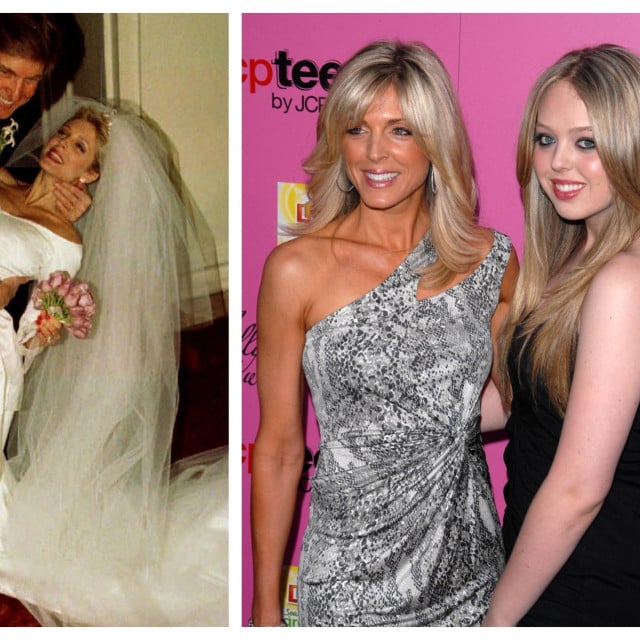<p>Donald Trump i Marla Maples na vjenčanju (lijevo), te Marla s kćeri Tiffany (desno)</p>
