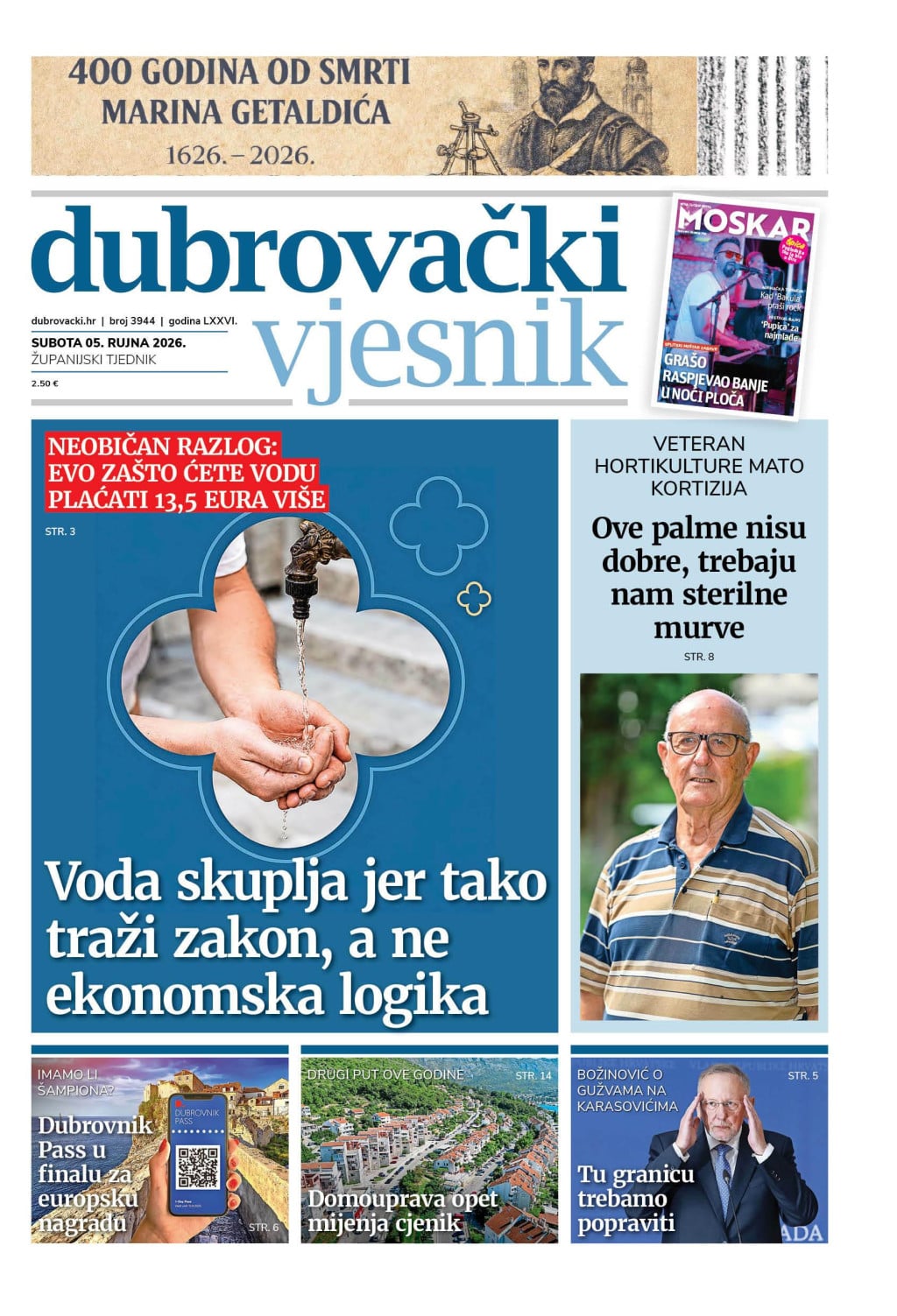 <p>Naslovnica novog broja Dubrovačkog vjesnika</p>